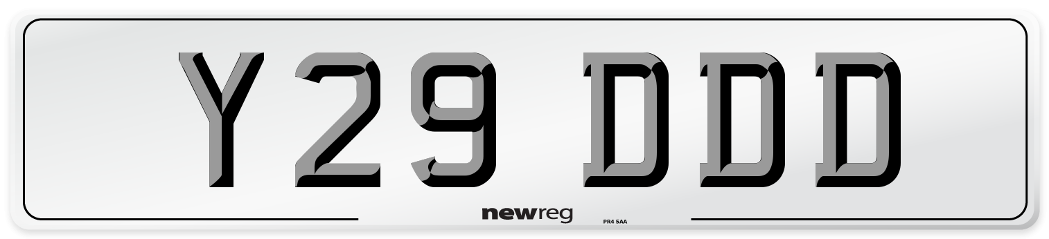 Y29 DDD Number Plate from New Reg